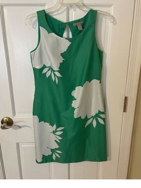 Banana Republic Green & White Floral Dress